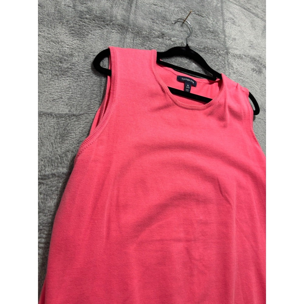 Lands' End XL Pink Sweater Vest Womens Casual Preppy Knit Sleeveless Top