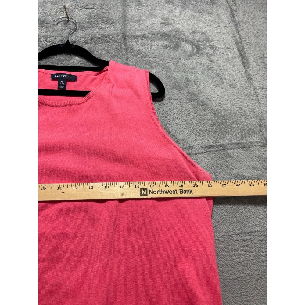 Lands' End XL Pink Sweater Vest Womens Casual Preppy Knit Sleeveless Top