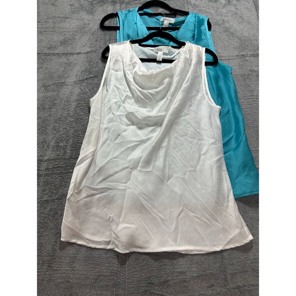 Dressbarn 1X Womens Blue White Pink Tank Top Bundle 3 Pack Casual Preppy Boho