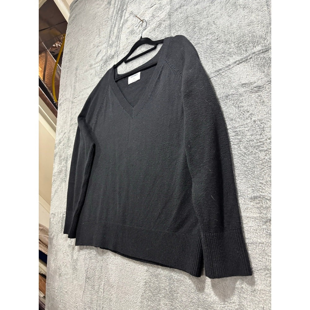 Old Navy L Black V-Neck Pullover Sweater Womens Casual Cozy Boho