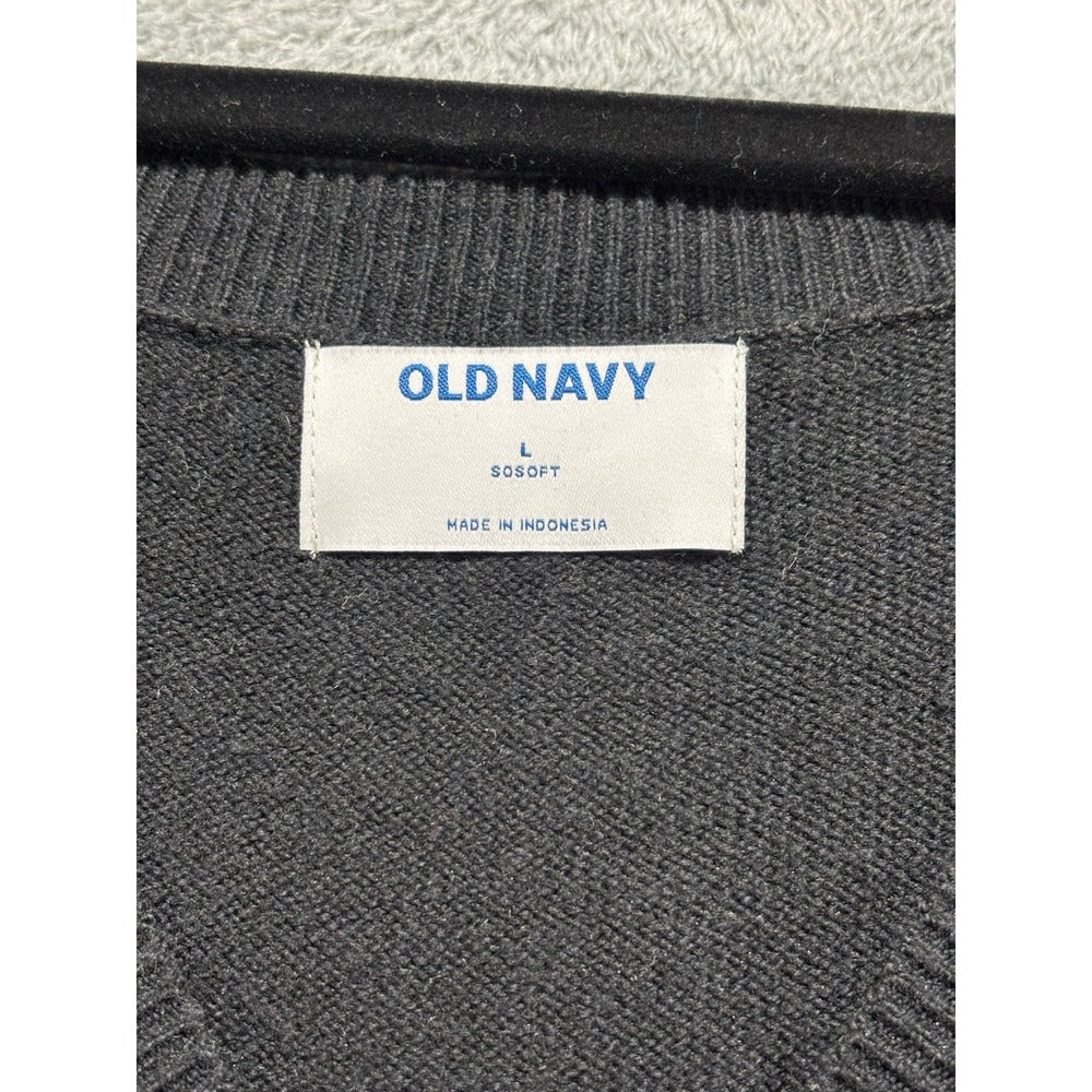 Old Navy L Black V-Neck Pullover Sweater Womens Casual Cozy Boho