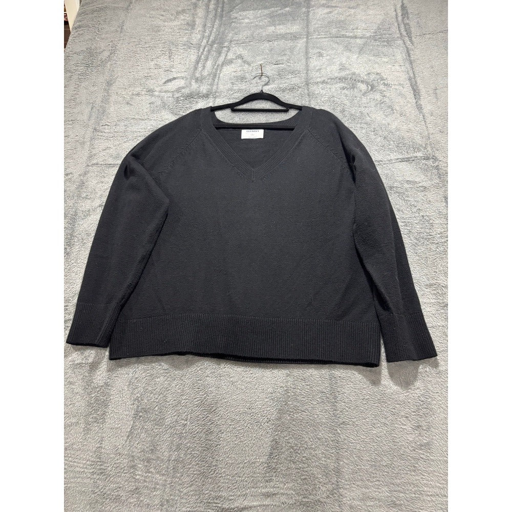 Old Navy L Black V-Neck Pullover Sweater Womens Casual Cozy Boho