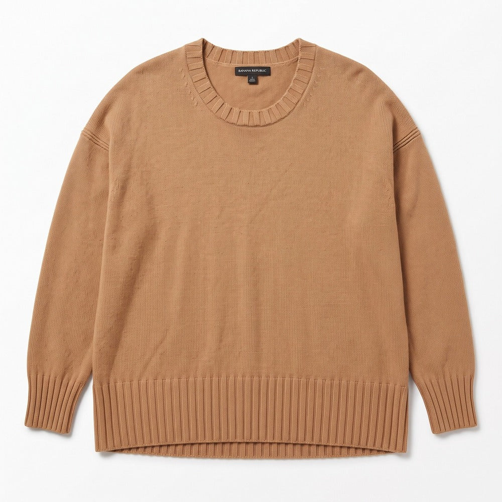Banana Republic XL Camel Womens Crewneck Sweater Oversized Casual Cozy