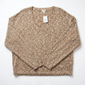J.Crew Womens L Brown Marl V-Neck Pullover Sweater NWT Cozy Casual