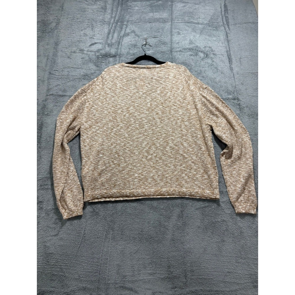 J.Crew Womens L Brown Marl V-Neck Pullover Sweater NWT Cozy Casual