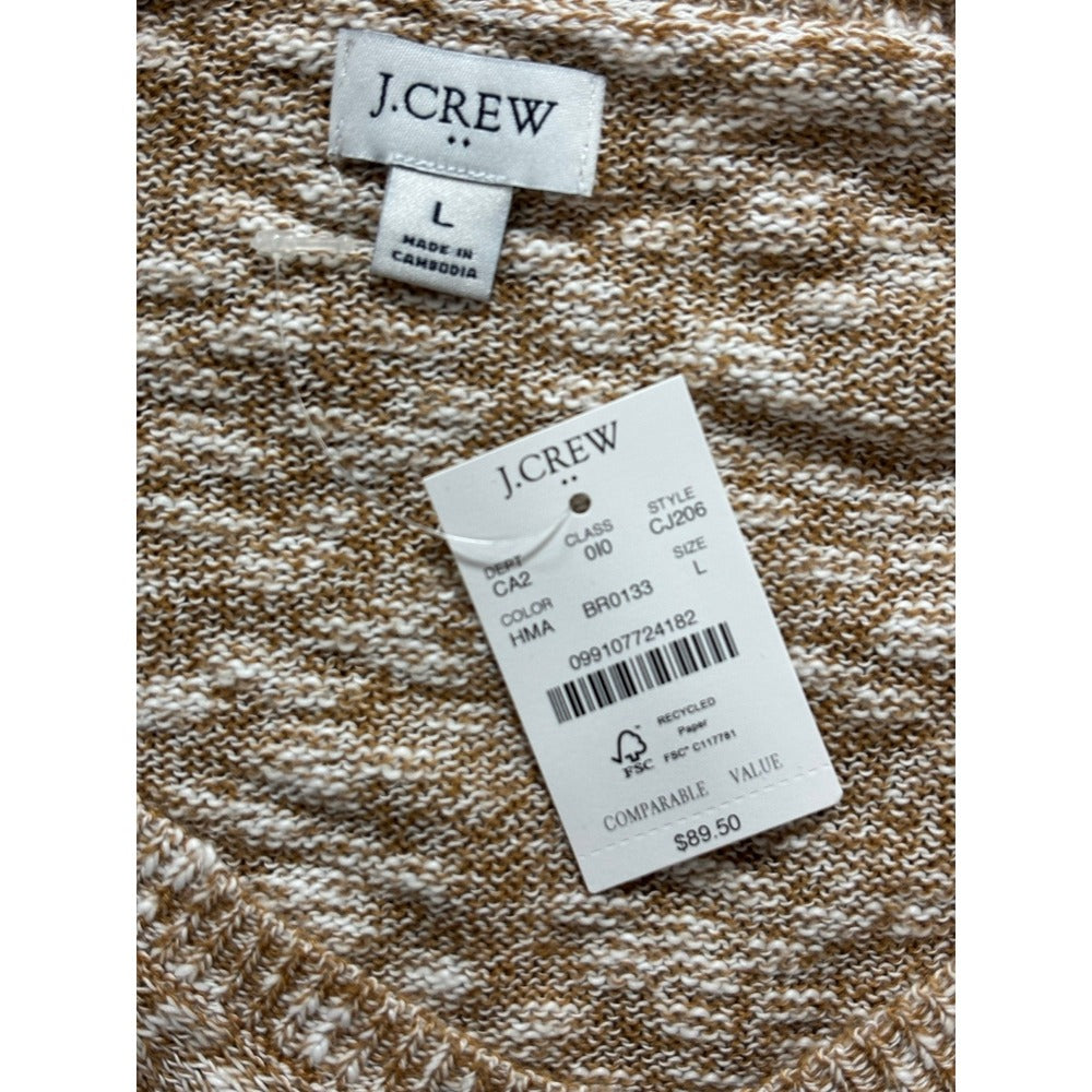 J.Crew Womens L Brown Marl V-Neck Pullover Sweater NWT Cozy Casual