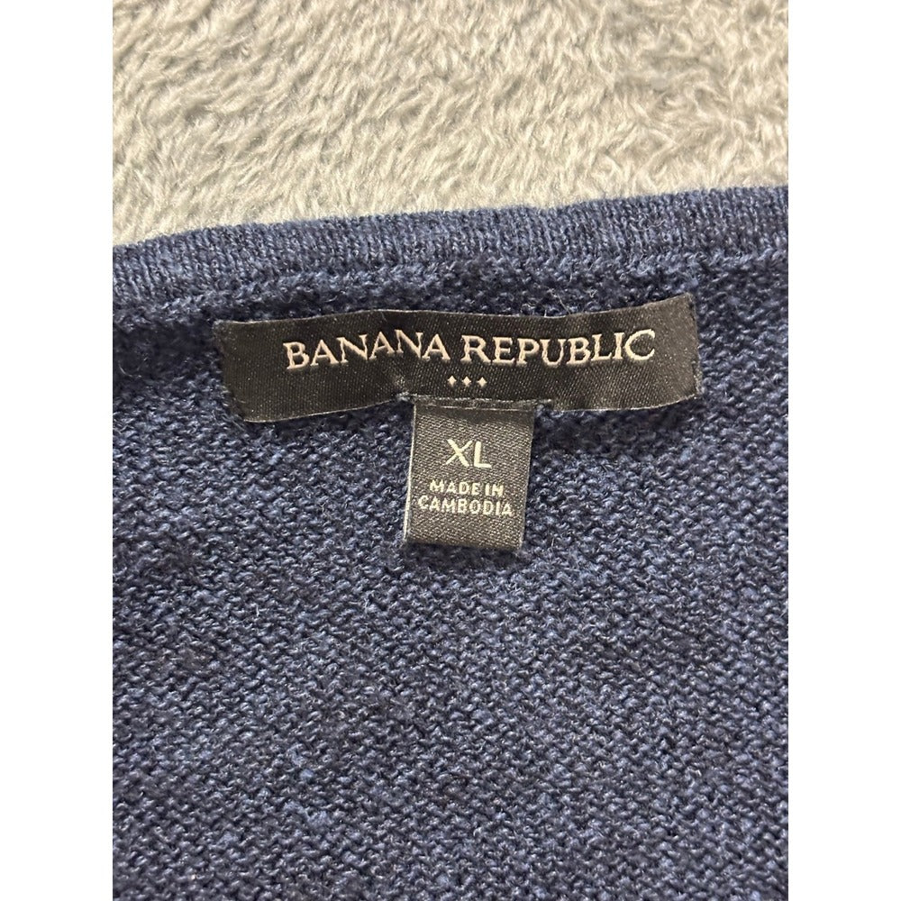 Banana Republic XL Womens Navy Blue Linen Blend Pullover Sweater Casual Boho