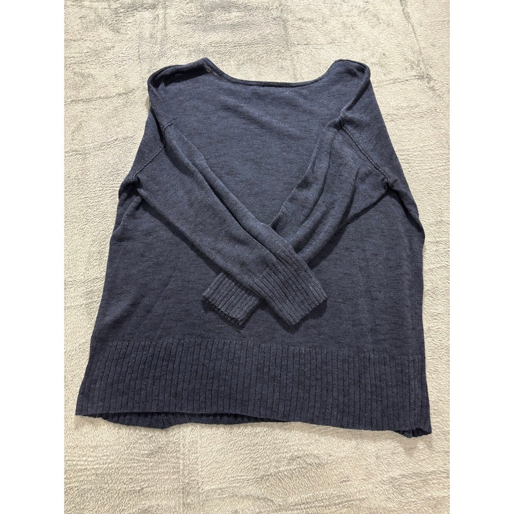 Banana Republic XL Womens Navy Blue Linen Blend Pullover Sweater Casual Boho