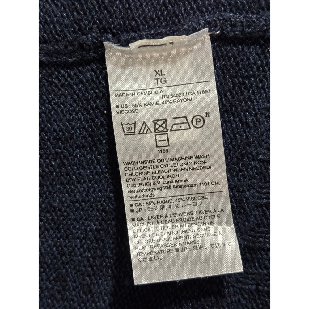 Banana Republic XL Womens Navy Blue Linen Blend Pullover Sweater Casual Boho