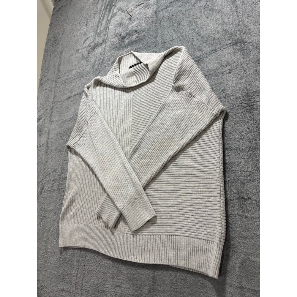 Banana Republic XL Womens Gray Mixed Rib Mock Neck Sweater