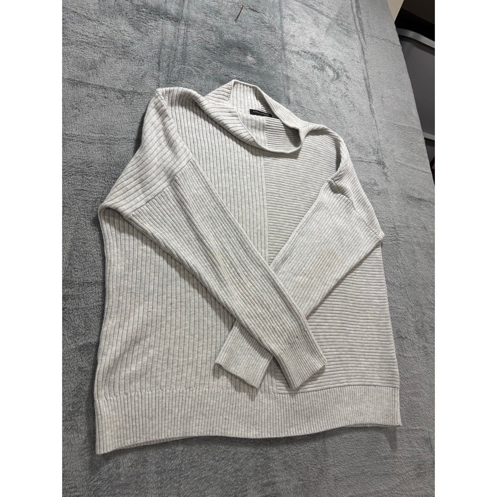 Banana Republic XL Womens Gray Mixed Rib Mock Neck Sweater