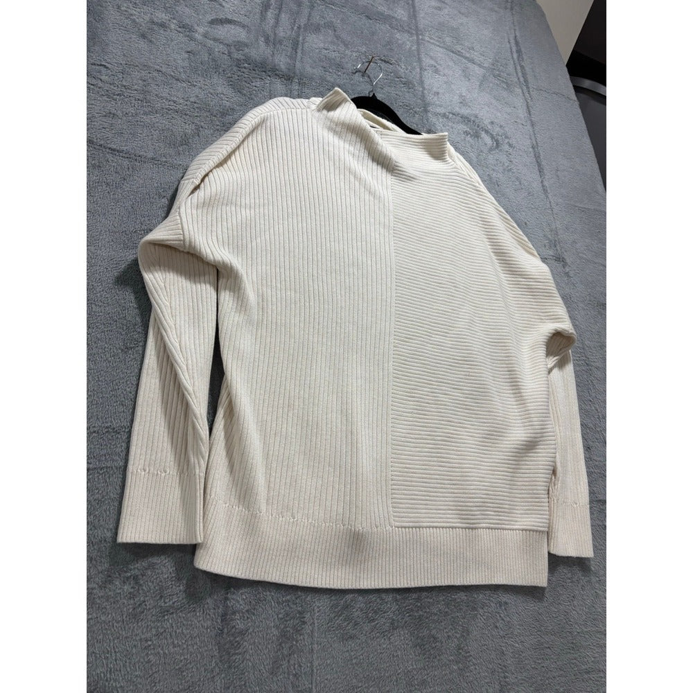 Banana Republic XL Ivory Ribbed Mock Neck Sweater Womens Casual Cozy