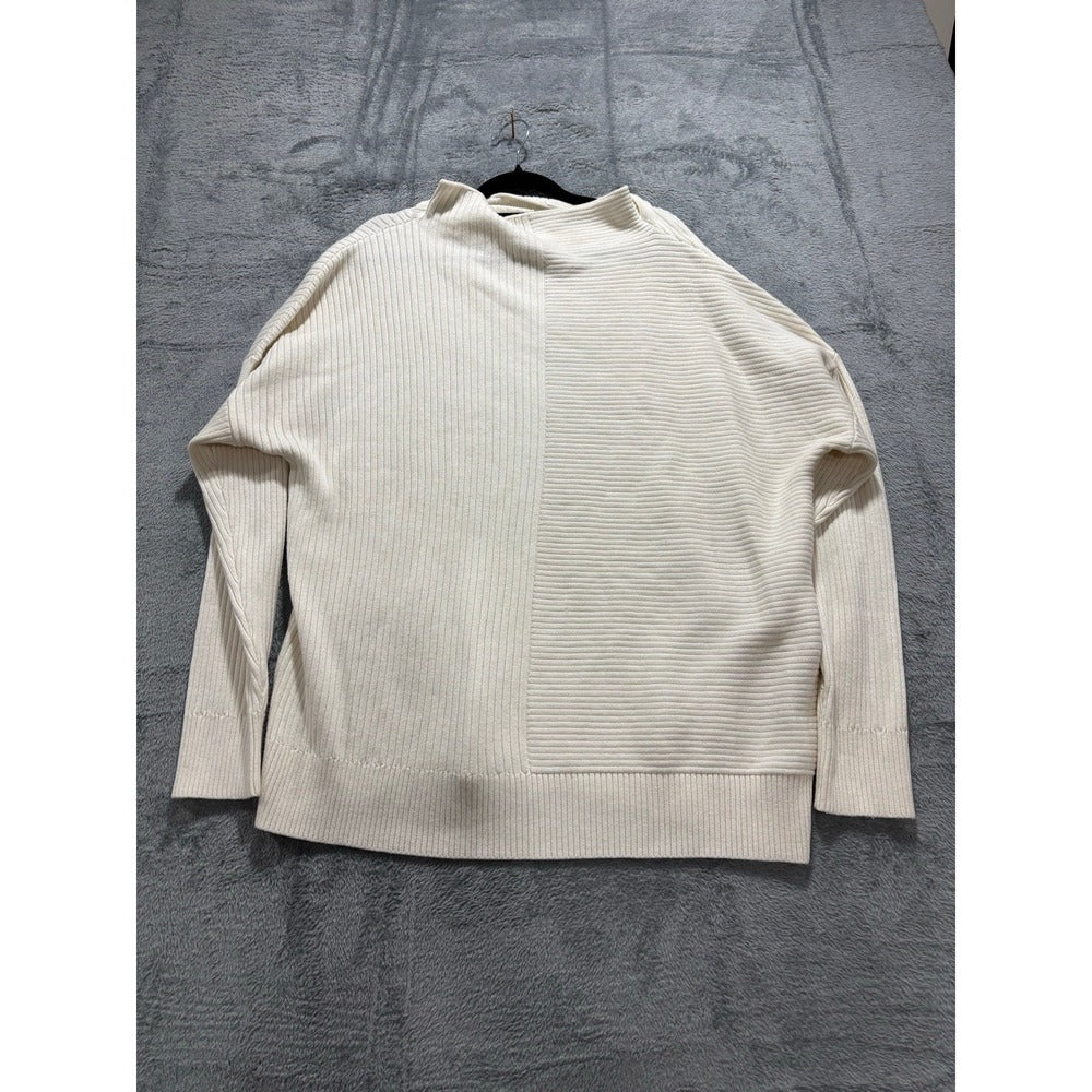 Banana Republic XL Ivory Ribbed Mock Neck Sweater Womens Casual Cozy