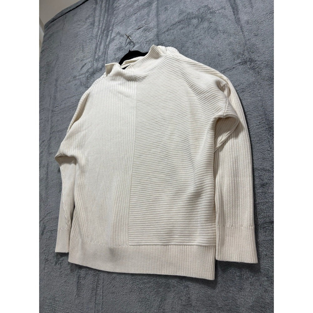 Banana Republic XL Ivory Ribbed Mock Neck Sweater Womens Casual Cozy