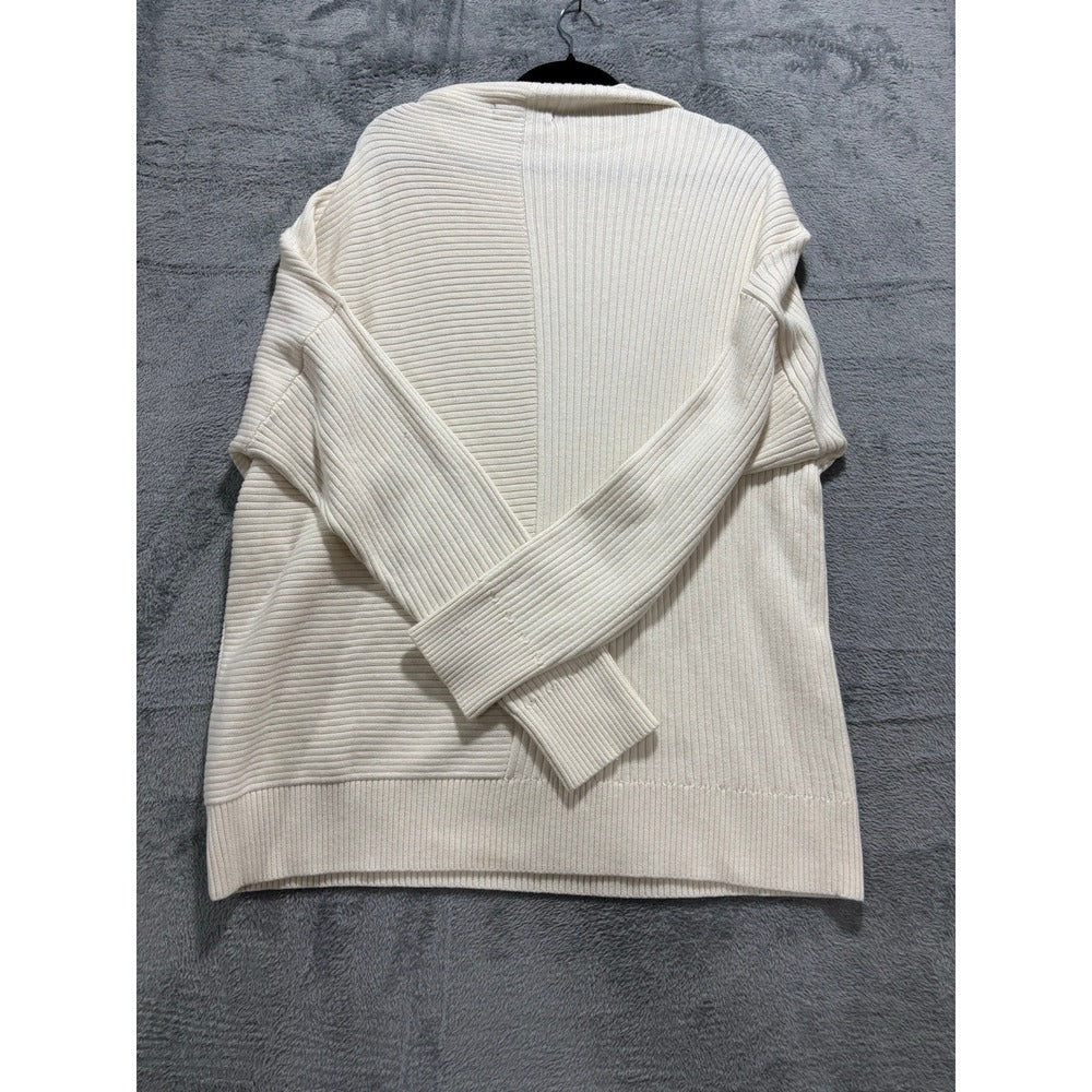 Banana Republic XL Ivory Ribbed Mock Neck Sweater Womens Casual Cozy