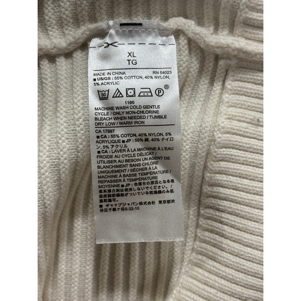 Banana Republic XL Ivory Ribbed Mock Neck Sweater Womens Casual Cozy