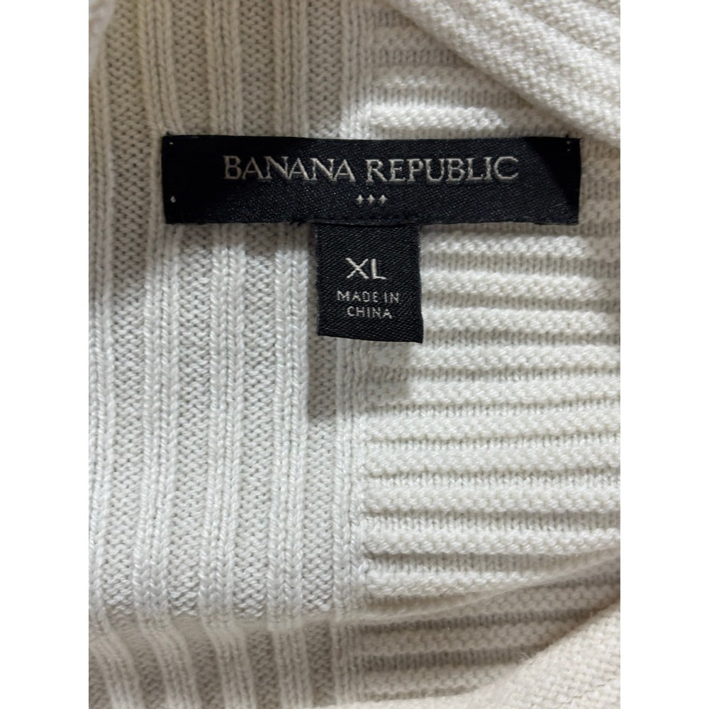 Banana Republic XL Ivory Ribbed Mock Neck Sweater Womens Casual Cozy