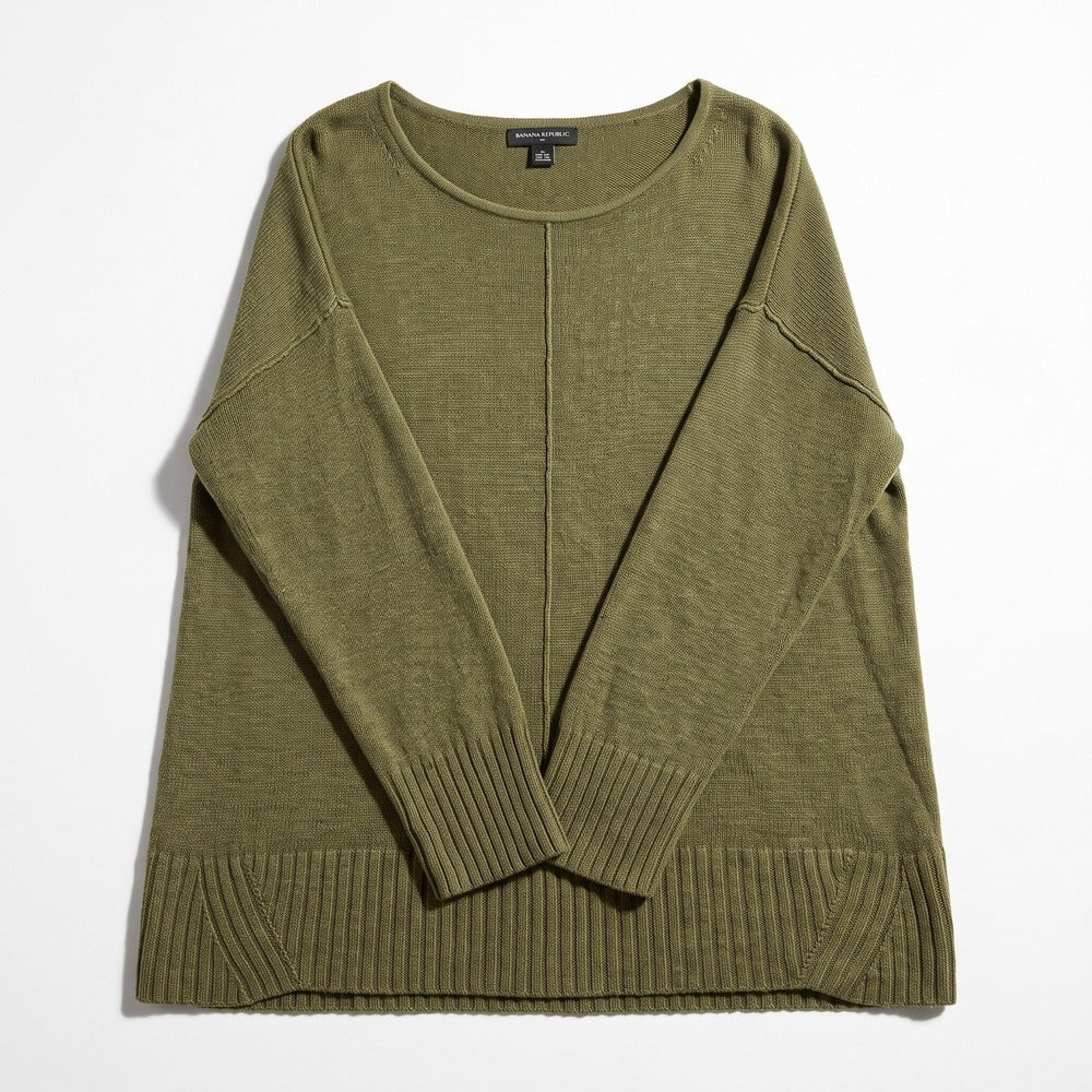 Banana Republic XL Olive Green Womens Sweater Casual Cozy Boho Pullover