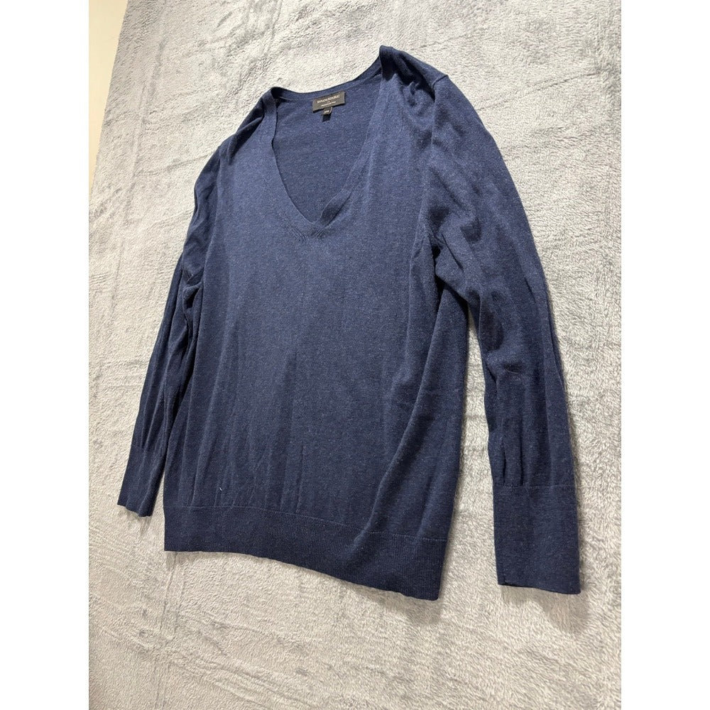 Banana Republic Womens XXL Navy Blue Premium Luxe V-Neck Sweater Cozy