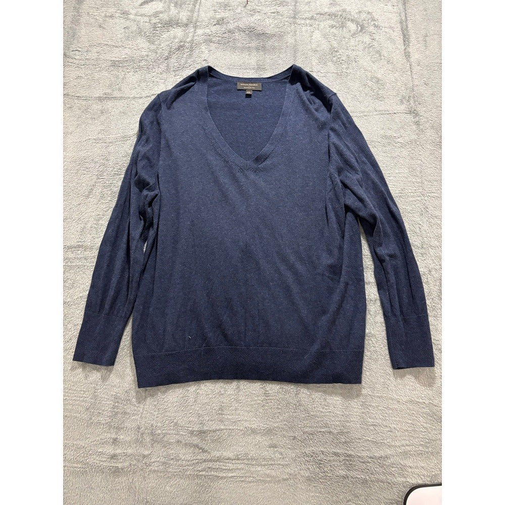 Banana Republic Womens XXL Navy Blue Premium Luxe V-Neck Sweater Cozy