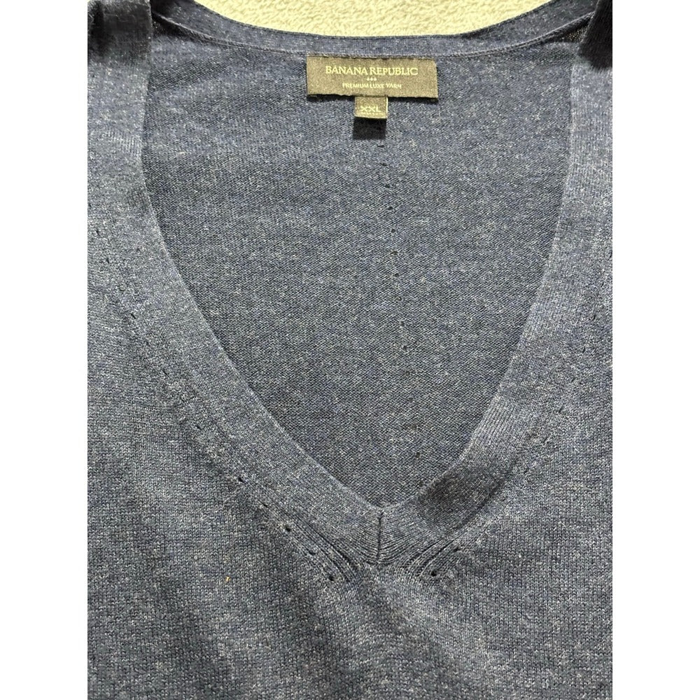 Banana Republic Womens XXL Navy Blue Premium Luxe V-Neck Sweater Cozy