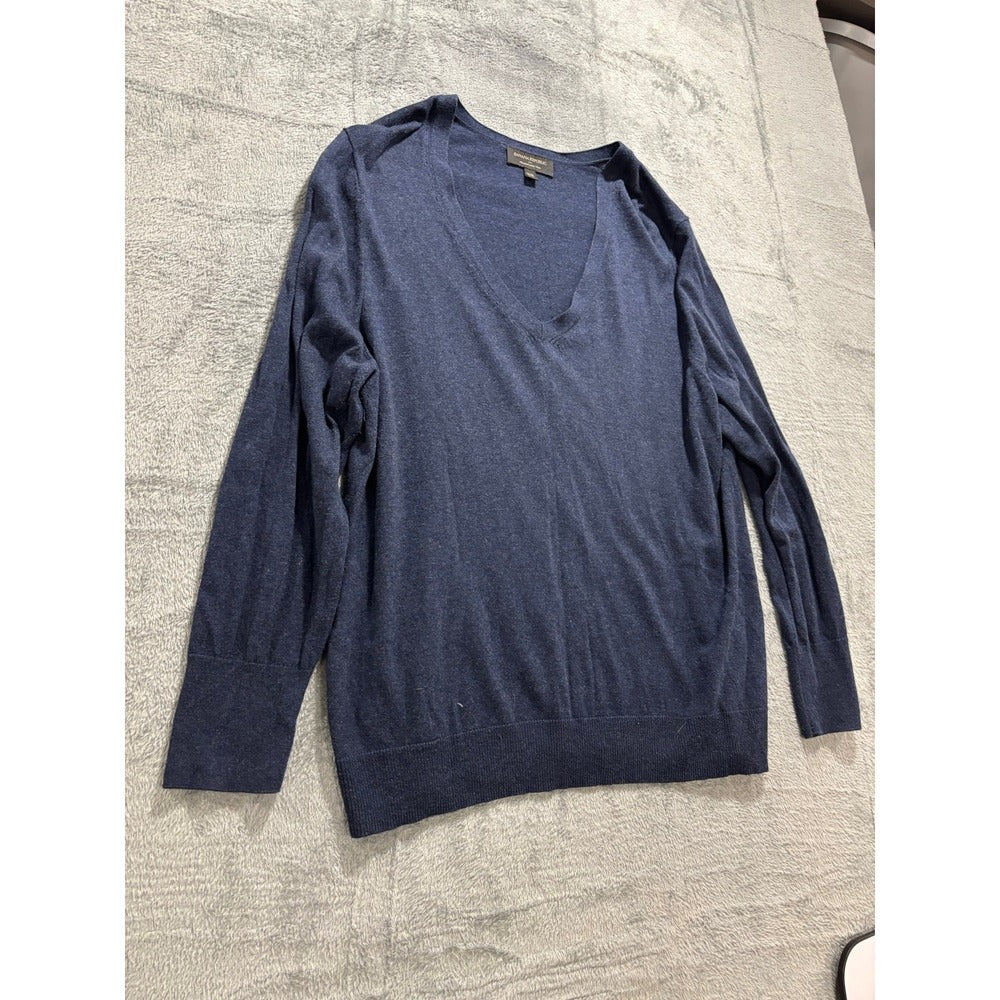 Banana Republic Womens XXL Navy Blue Premium Luxe V-Neck Sweater Cozy