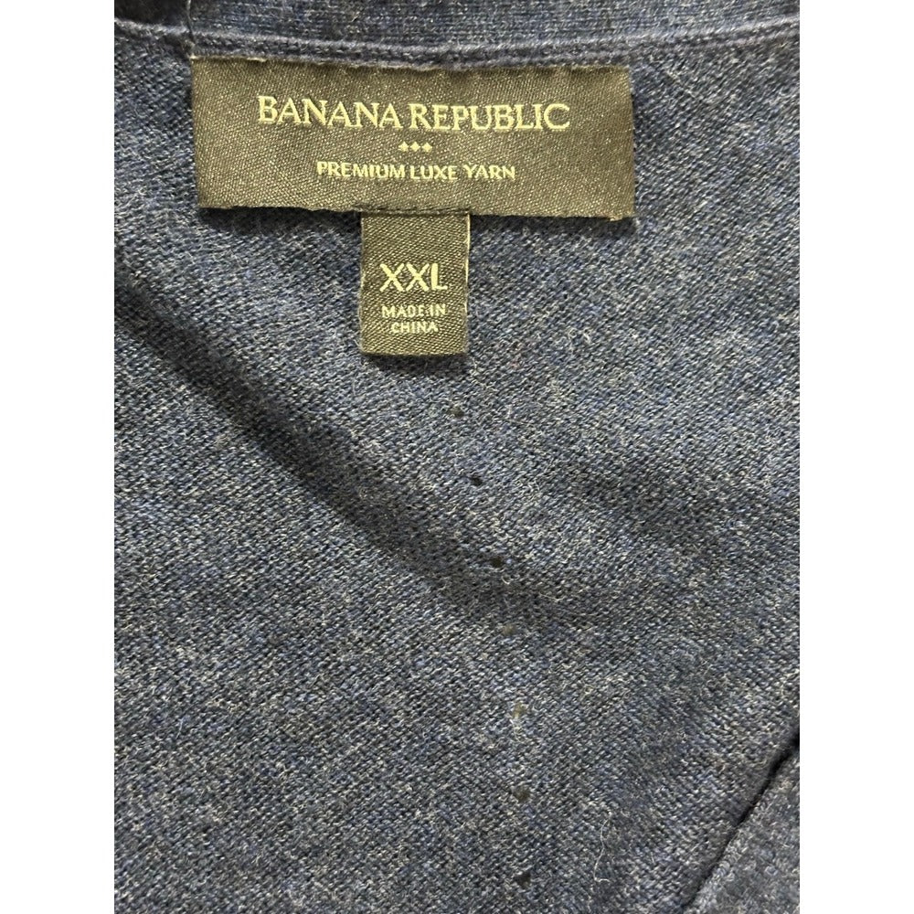 Banana Republic Womens XXL Navy Blue Premium Luxe V-Neck Sweater Cozy