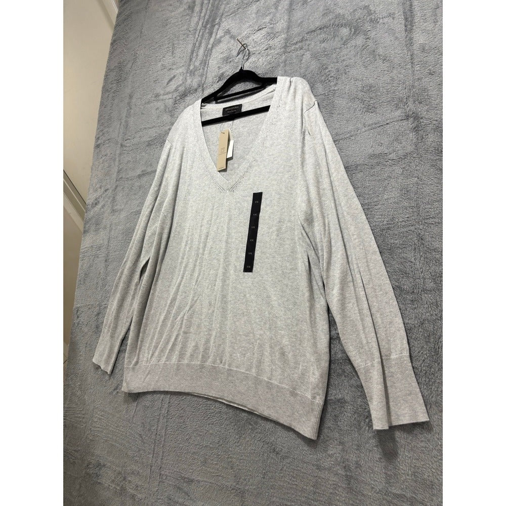 Banana Republic XXL Gray Premium Luxe V-Neck Sweater Womens Cozy NEW
