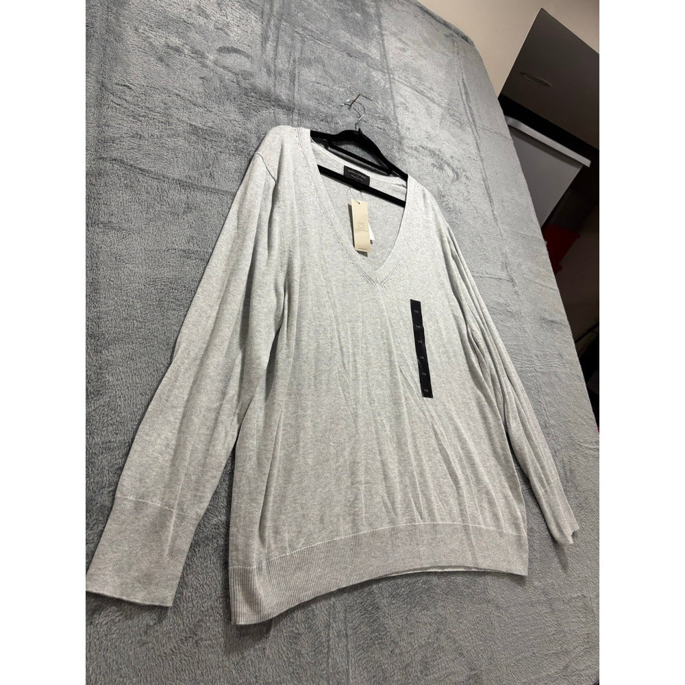 Banana Republic XXL Gray Premium Luxe V-Neck Sweater Womens Cozy NEW