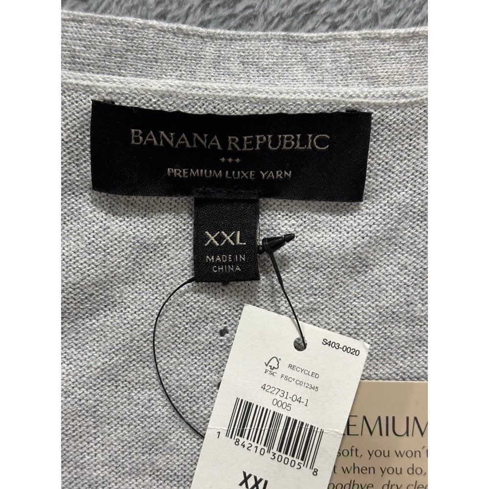 Banana Republic XXL Gray Premium Luxe V-Neck Sweater Womens Cozy NEW