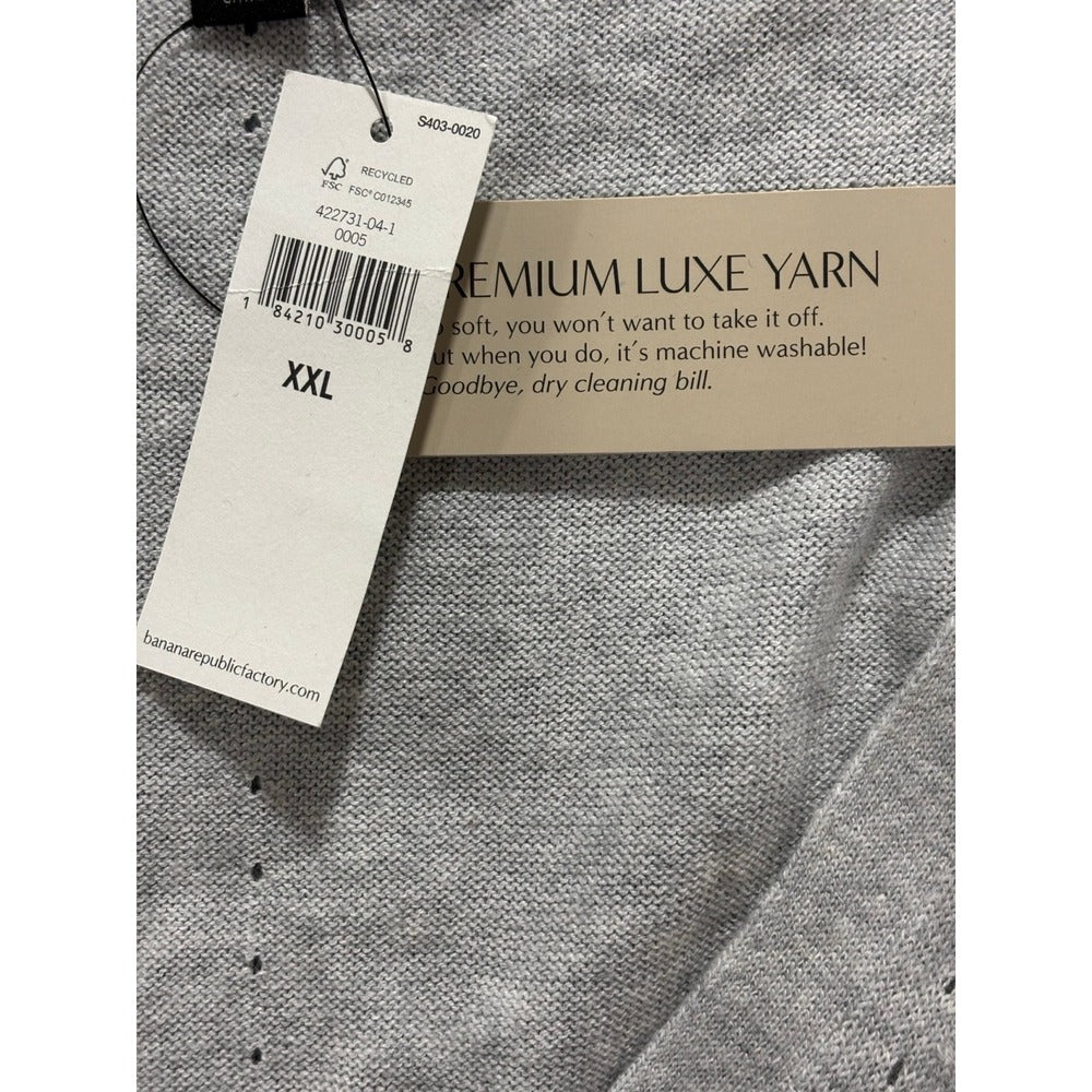 Banana Republic XXL Gray Premium Luxe V-Neck Sweater Womens Cozy NEW
