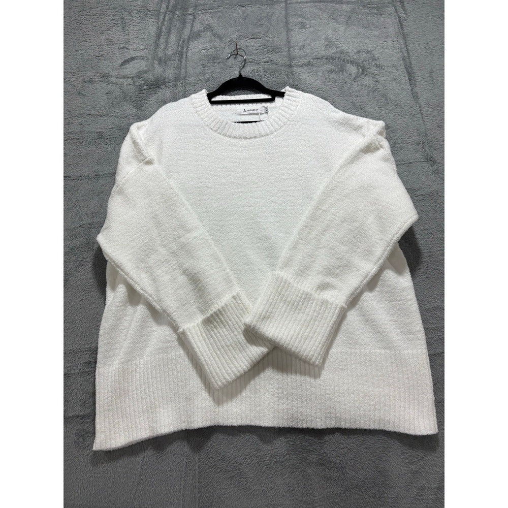 ANRABESS XL Womens White Oversized Crewneck Sweater NWT Cozy