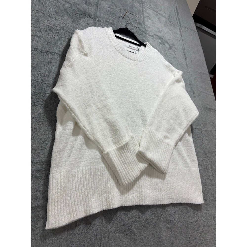 ANRABESS XL Womens White Oversized Crewneck Sweater NWT Cozy