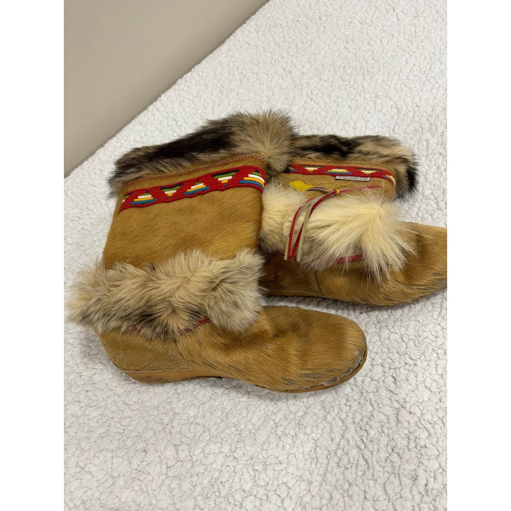 Tecnica Womens EU 40 Tan Cow Hair Apres Ski Winter Snow Boots Vintage Boho Chic