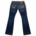True Religion Womens 30 Dark Wash Blue Flare Jeans Vintage Y2K Boho Stretch