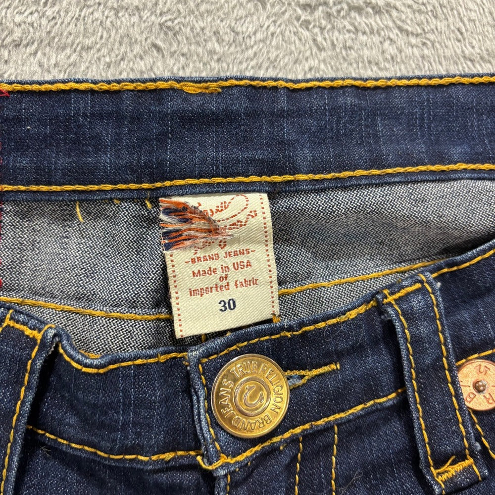 True Religion Womens 30 Dark Wash Blue Flare Jeans Vintage Y2K Boho Stretch