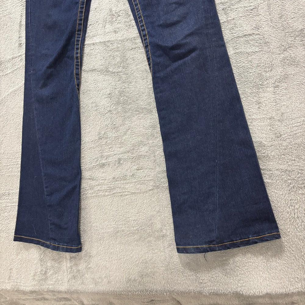 True Religion Womens 30 Dark Wash Blue Flare Jeans Vintage Y2K Boho Stretch