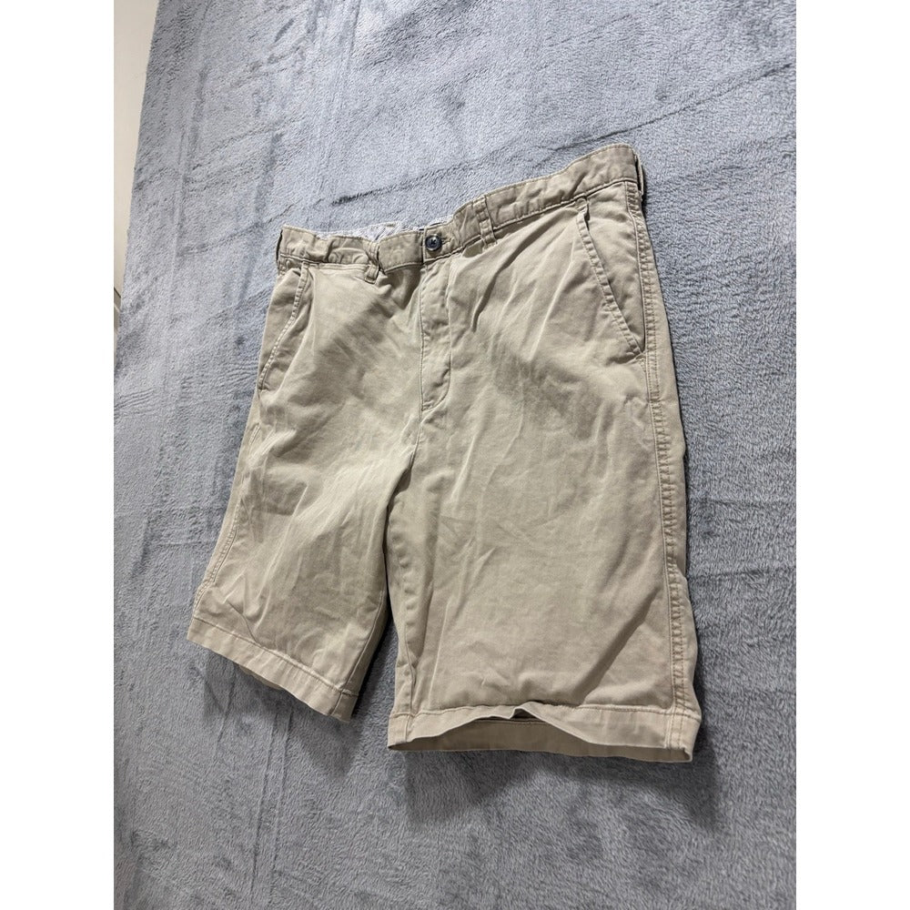 George 36 Khaki Flat Front Chino Shorts Mens Casual Preppy Vintage
