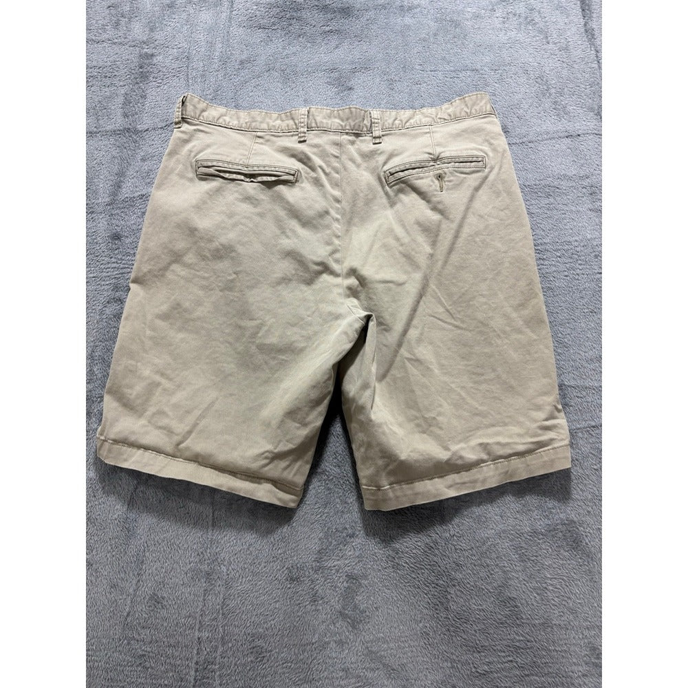 George 36 Khaki Flat Front Chino Shorts Mens Casual Preppy Vintage