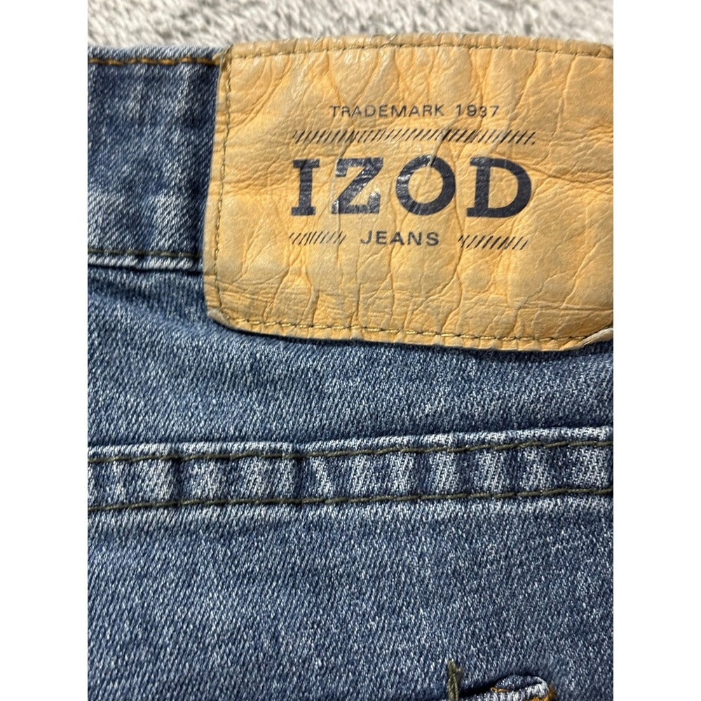 IZOD 38x30 Medium Wash Blue Straight Leg Jeans Mens Casual Preppy Classic Denim