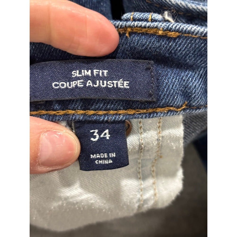 Lands End 34 Blue Square Rigger Slim Jeans Mens Casual Minimalist Denim