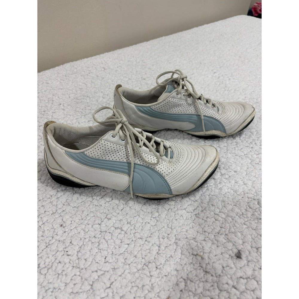 Puma Womens 9 White Light Blue Sneakers Athleisure Casual Shoes
