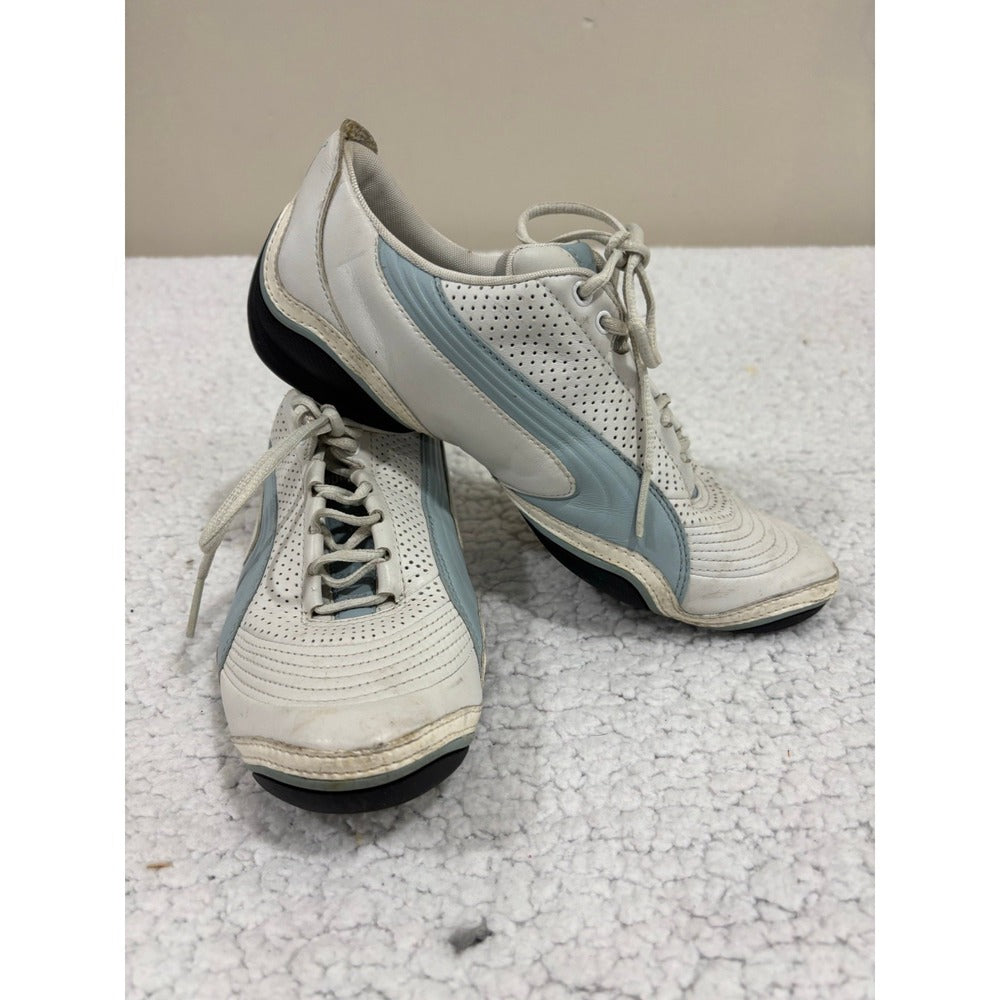 Puma Womens 9 White Light Blue Sneakers Athleisure Casual Shoes