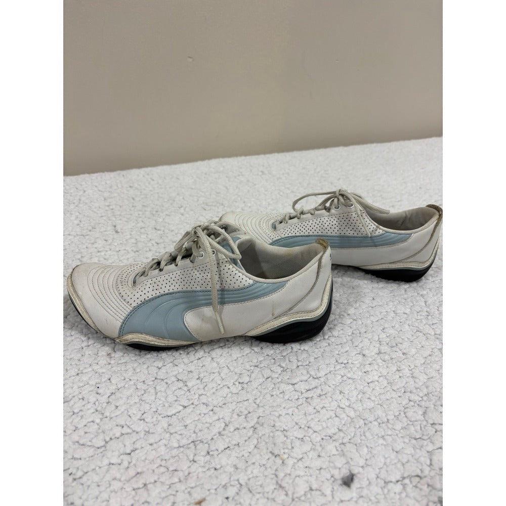 Puma Womens 9 White Light Blue Sneakers Athleisure Casual Shoes
