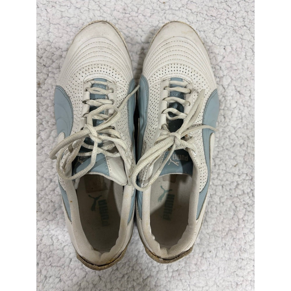 Puma Womens 9 White Light Blue Sneakers Athleisure Casual Shoes