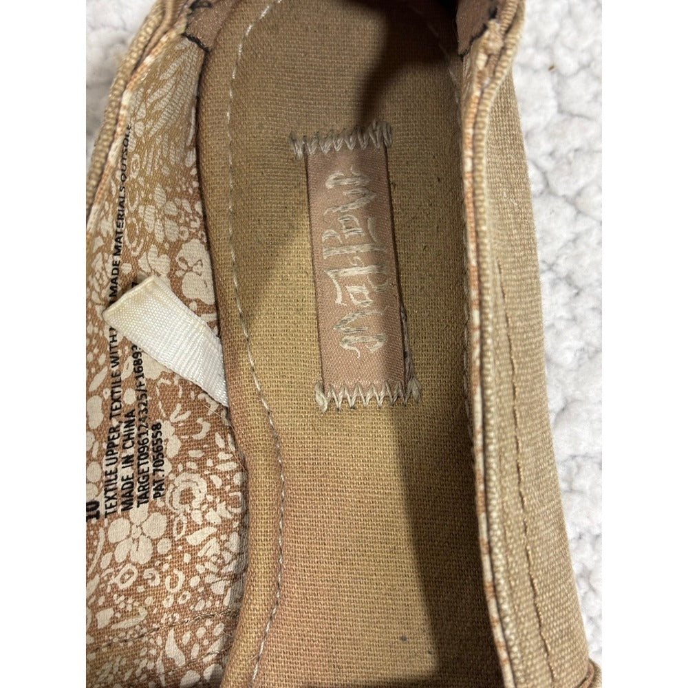 Mad Love Womens 10 Tan Canvas Slip On Flats NWT Boho Casual Shoes