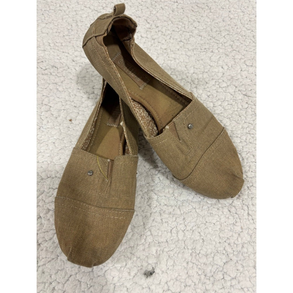 Mad Love Womens 10 Tan Canvas Slip On Flats NWT Boho Casual Shoes