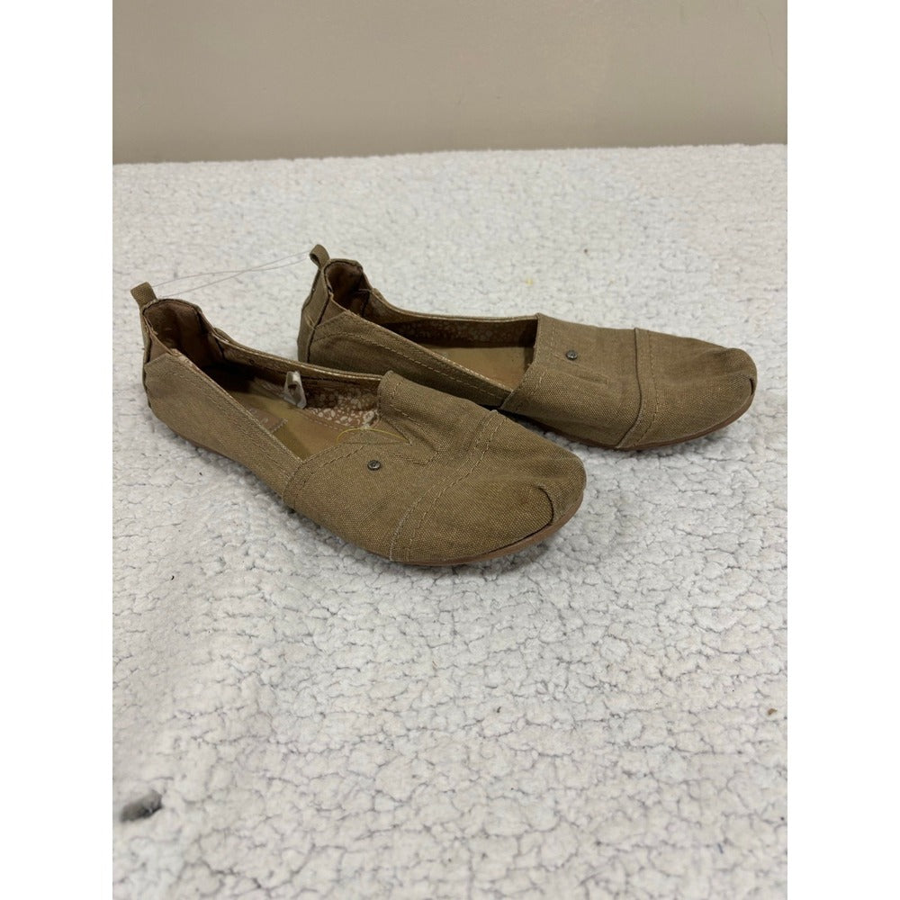 Mad Love Womens 10 Tan Canvas Slip On Flats NWT Boho Casual Shoes