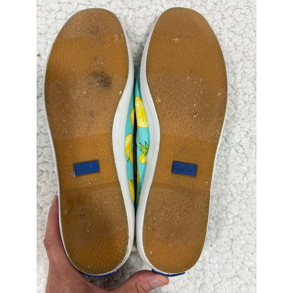 Keds 9.5 Womens Aqua Pineapple Print Canvas Sneakers Shoes Casual Festival Boho