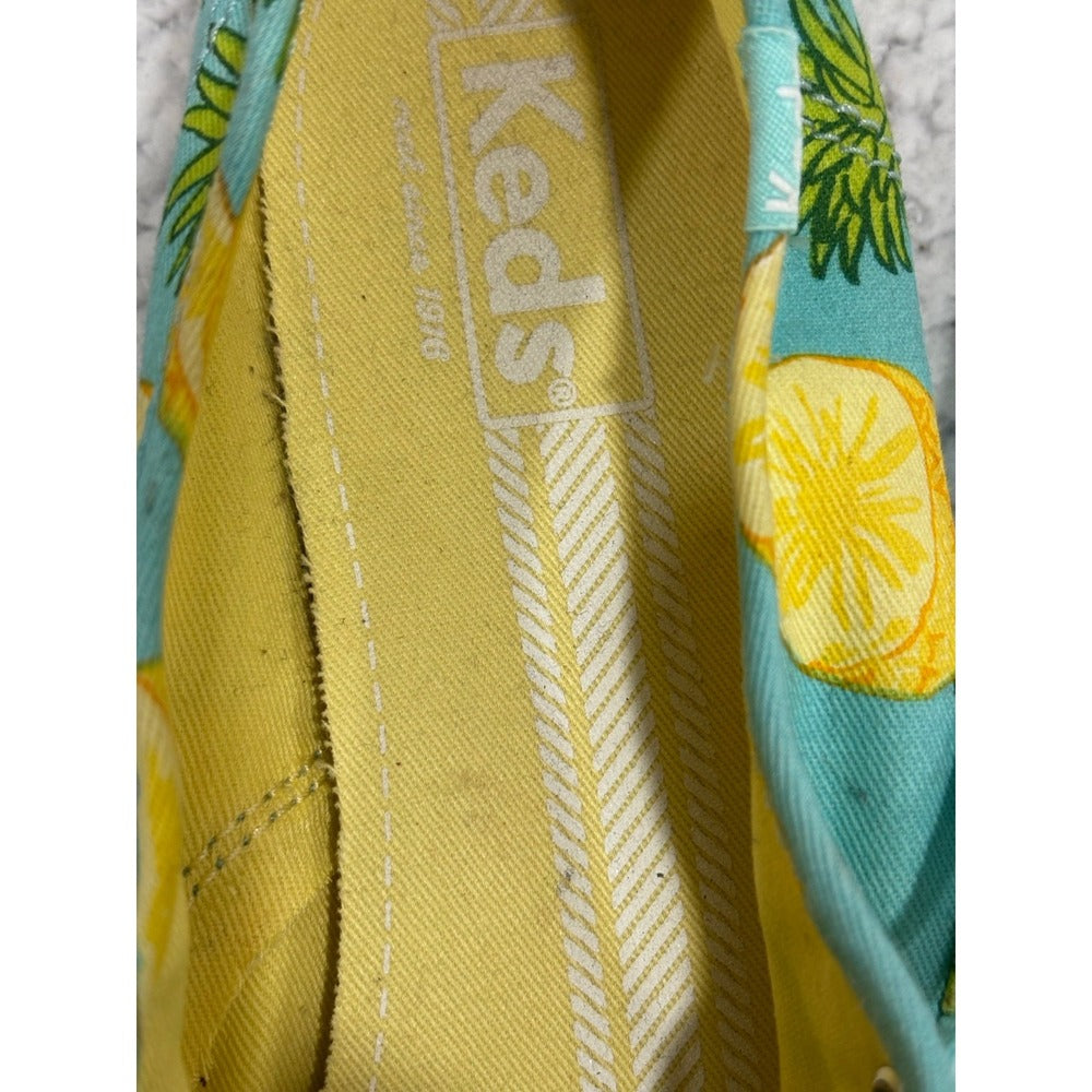Keds 9.5 Womens Aqua Pineapple Print Canvas Sneakers Shoes Casual Festival Boho